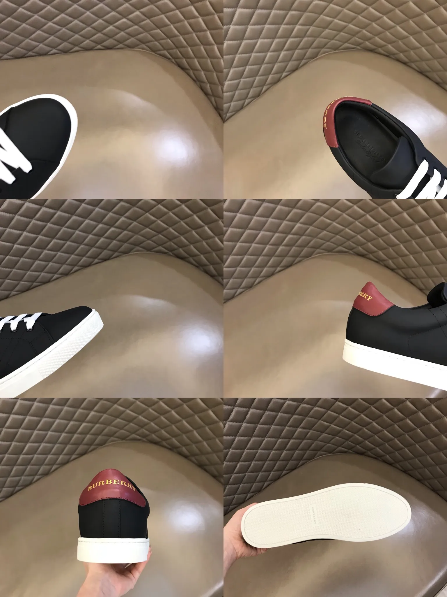 p400 "BURBERR*" men's classic low-top sneakers are reinterpreted in Vintage checkered cotton and cowhide materials, decorated with a new brand logo. First-layer sheepskin lining, embossed Burberry logo on the heel, and original TPU outsole! Size: 38-45 No. 068